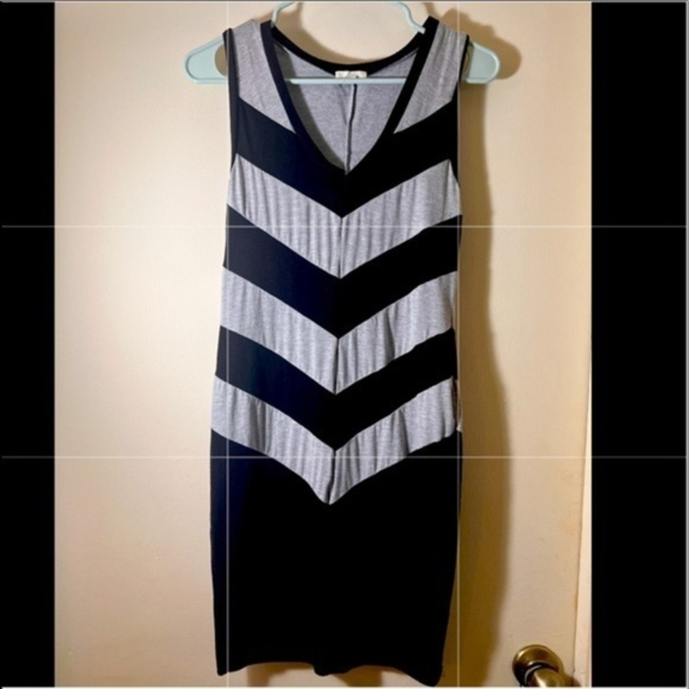 •RESERVED DO NOT BUY•Women’s EcoSkin Black & Grey Chevron Printed Dress NWOT​